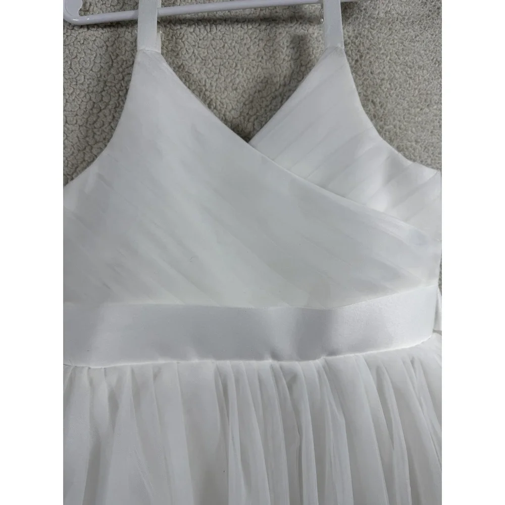 Girls White Tulle Formal Dress Size 130 8-9 Wedding Flower Girl Communion Socks